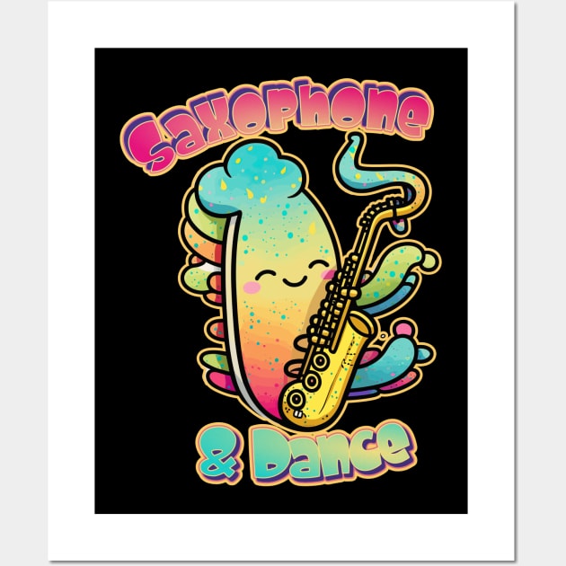 Saxy Rainbow Saxophone and Dance Player Wall Art by DanielLiamGill